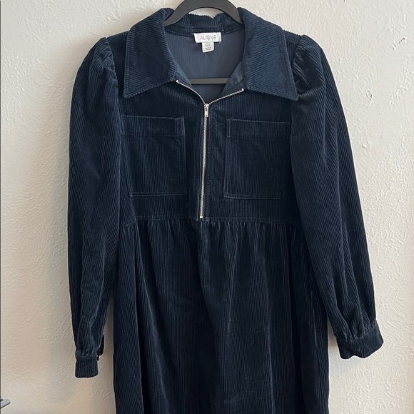 Aligne Dresses & Skirts - Navy Corduroy Long Sleeve Maxi Dress